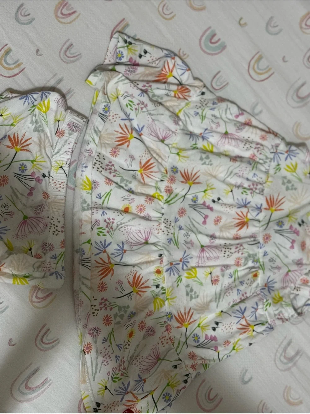 Magnetic Me White Floral Ruffle Sleeve Matching Set - Multicolor Floral